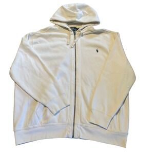 Polo Ralph Lauren Mens White Full Zip Hoodie Pony Logo Fleece Sweatshirt 3XB